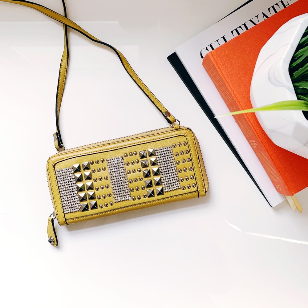 Yellow Studded Detail Shoulder Bag / Wallet